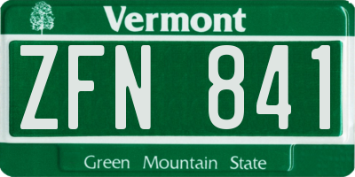 VT license plate ZFN841