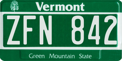 VT license plate ZFN842