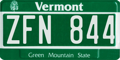 VT license plate ZFN844