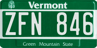 VT license plate ZFN846