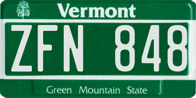 VT license plate ZFN848