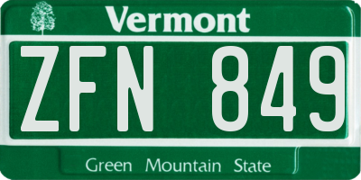 VT license plate ZFN849