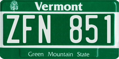 VT license plate ZFN851