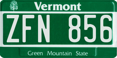 VT license plate ZFN856