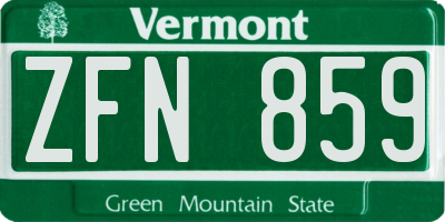 VT license plate ZFN859