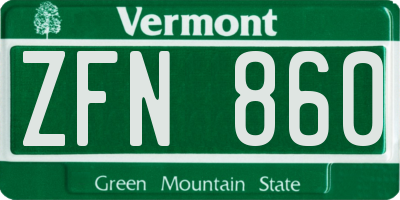 VT license plate ZFN860