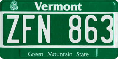 VT license plate ZFN863