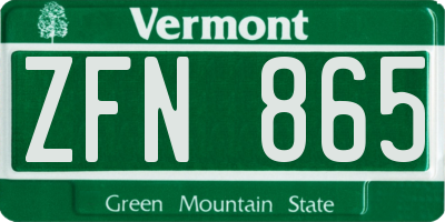 VT license plate ZFN865