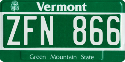 VT license plate ZFN866