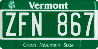 VT license plate ZFN867