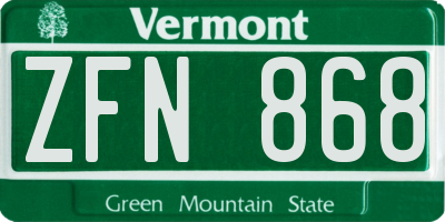 VT license plate ZFN868