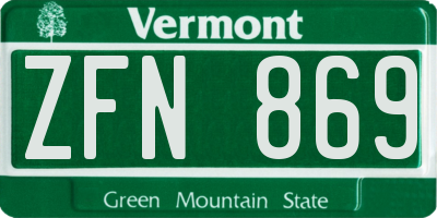 VT license plate ZFN869