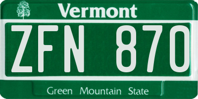 VT license plate ZFN870