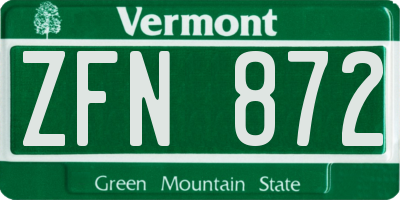 VT license plate ZFN872