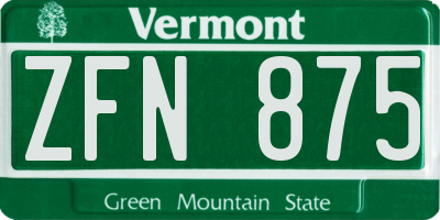 VT license plate ZFN875