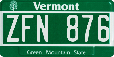 VT license plate ZFN876