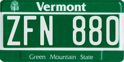 VT license plate ZFN880