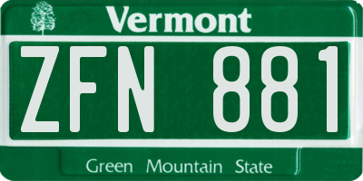 VT license plate ZFN881