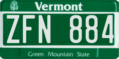 VT license plate ZFN884