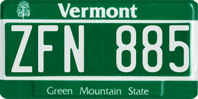VT license plate ZFN885