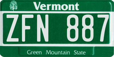 VT license plate ZFN887