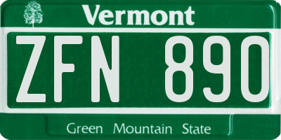 VT license plate ZFN890