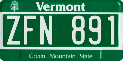 VT license plate ZFN891