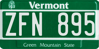 VT license plate ZFN895