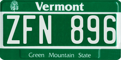 VT license plate ZFN896