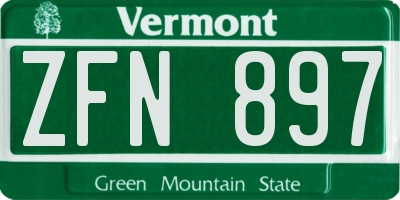 VT license plate ZFN897