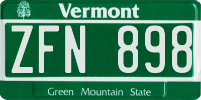 VT license plate ZFN898