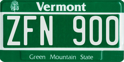 VT license plate ZFN900