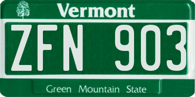 VT license plate ZFN903