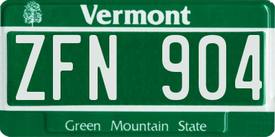 VT license plate ZFN904
