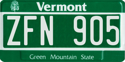 VT license plate ZFN905
