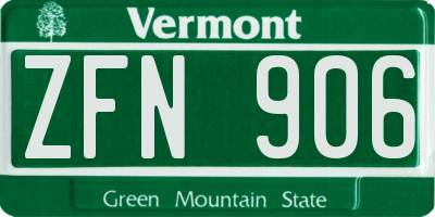 VT license plate ZFN906