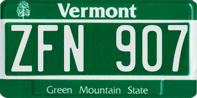 VT license plate ZFN907