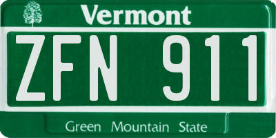 VT license plate ZFN911