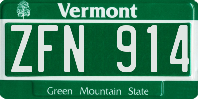 VT license plate ZFN914