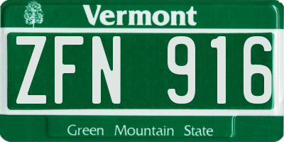 VT license plate ZFN916