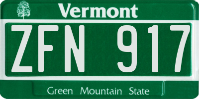 VT license plate ZFN917