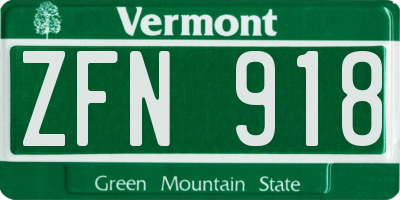 VT license plate ZFN918