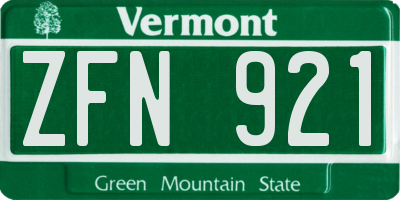VT license plate ZFN921