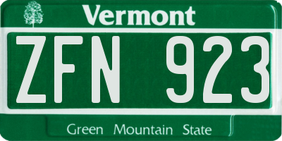 VT license plate ZFN923