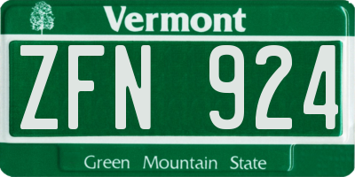 VT license plate ZFN924