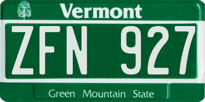VT license plate ZFN927