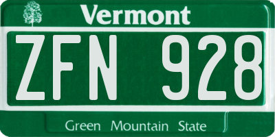 VT license plate ZFN928