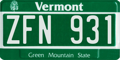 VT license plate ZFN931