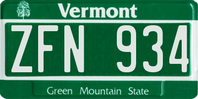VT license plate ZFN934