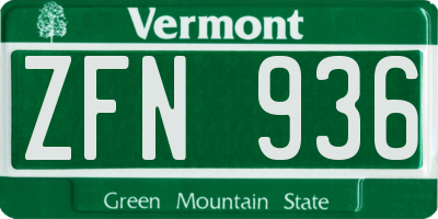 VT license plate ZFN936
